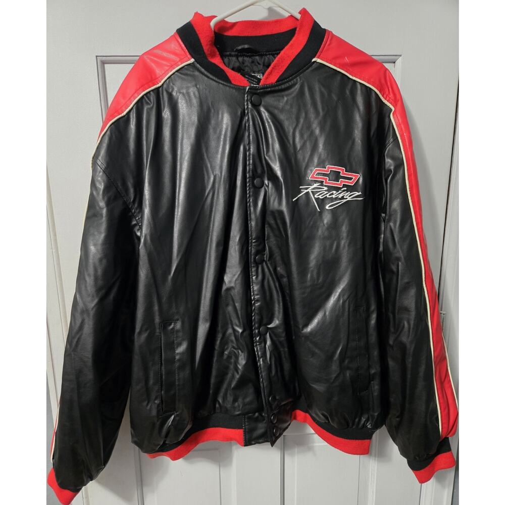 Vintage Steve & Barrys Chevrolet Racing Letterman Jacket Faux Leather Men's XXL